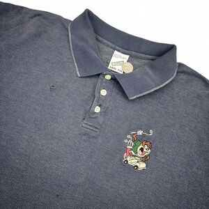Warner Bros Vintage 1998 Taz Golfing Dark Blue Polo with Cartoon Embroidery